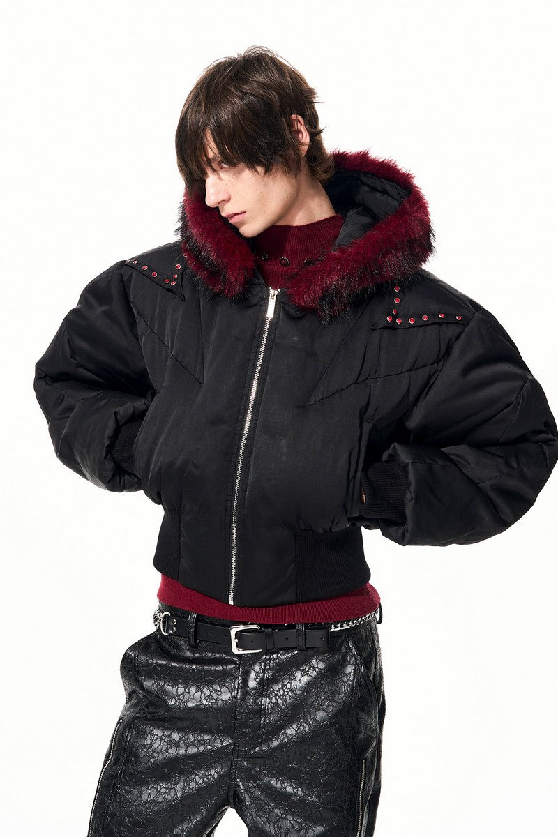 Deconstructed Down Fur Collar Puffer