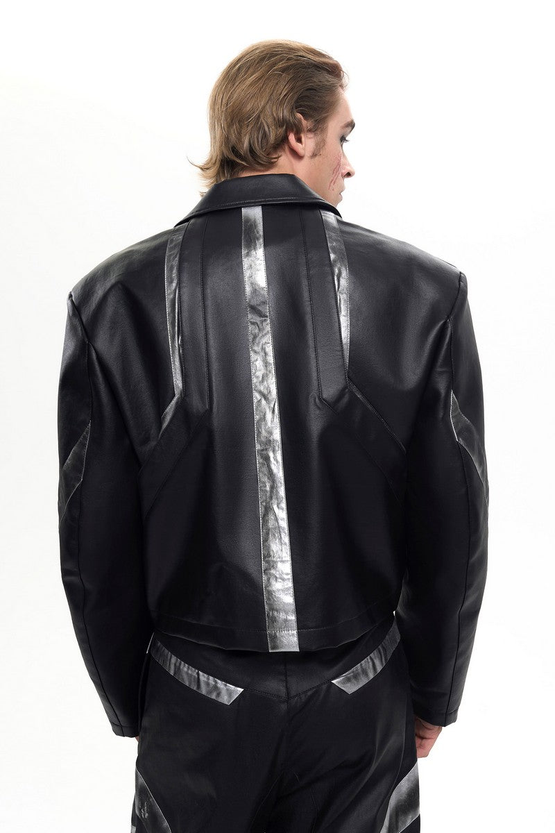 Distressed Cropped Moto Jacket