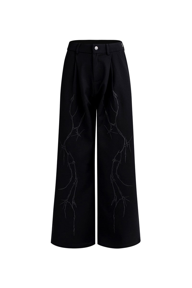 Embroidered Thorn Drape Suit Pants