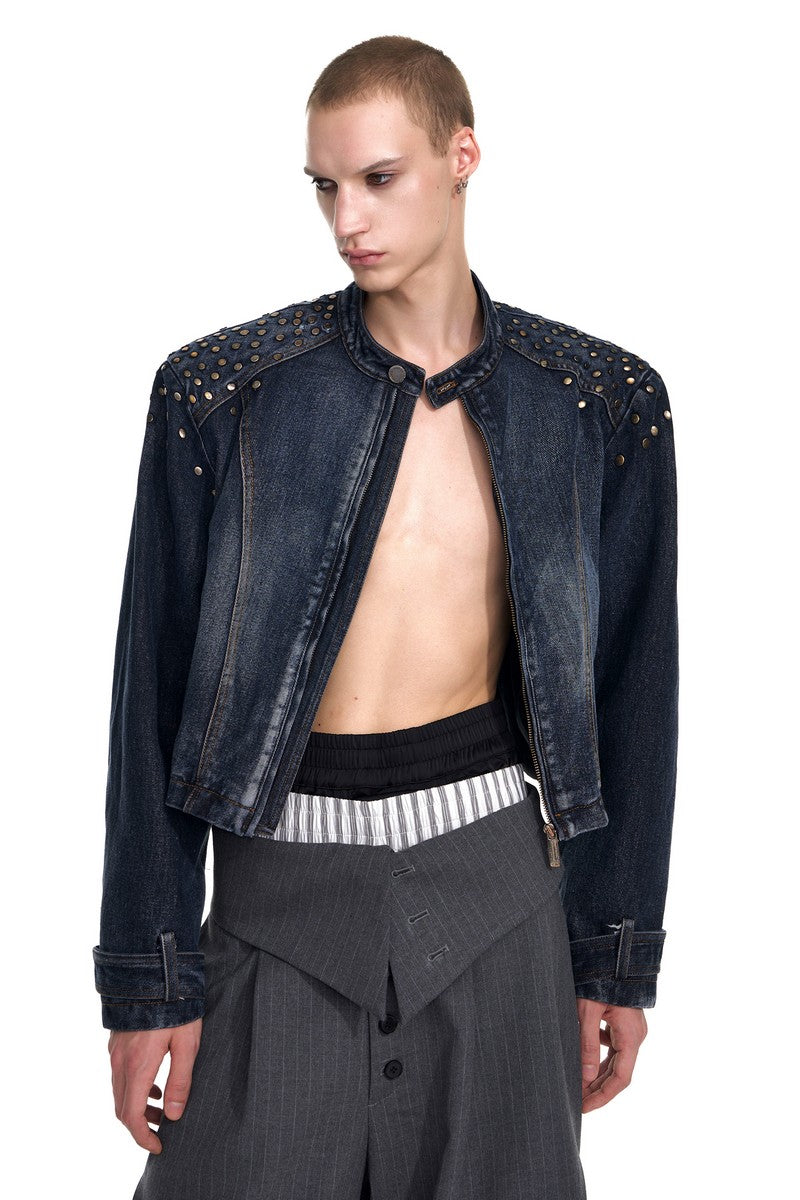 Studded Washed Denim Jacket