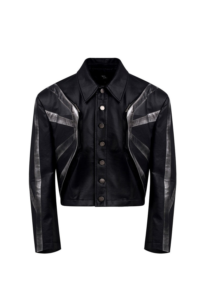 Distressed Cropped Moto Jacket