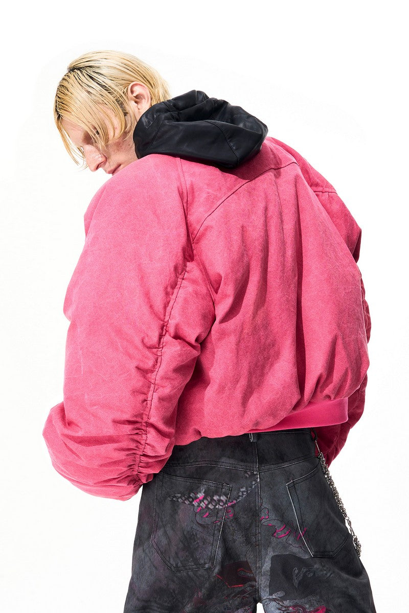 Lips Print Padded Bomber