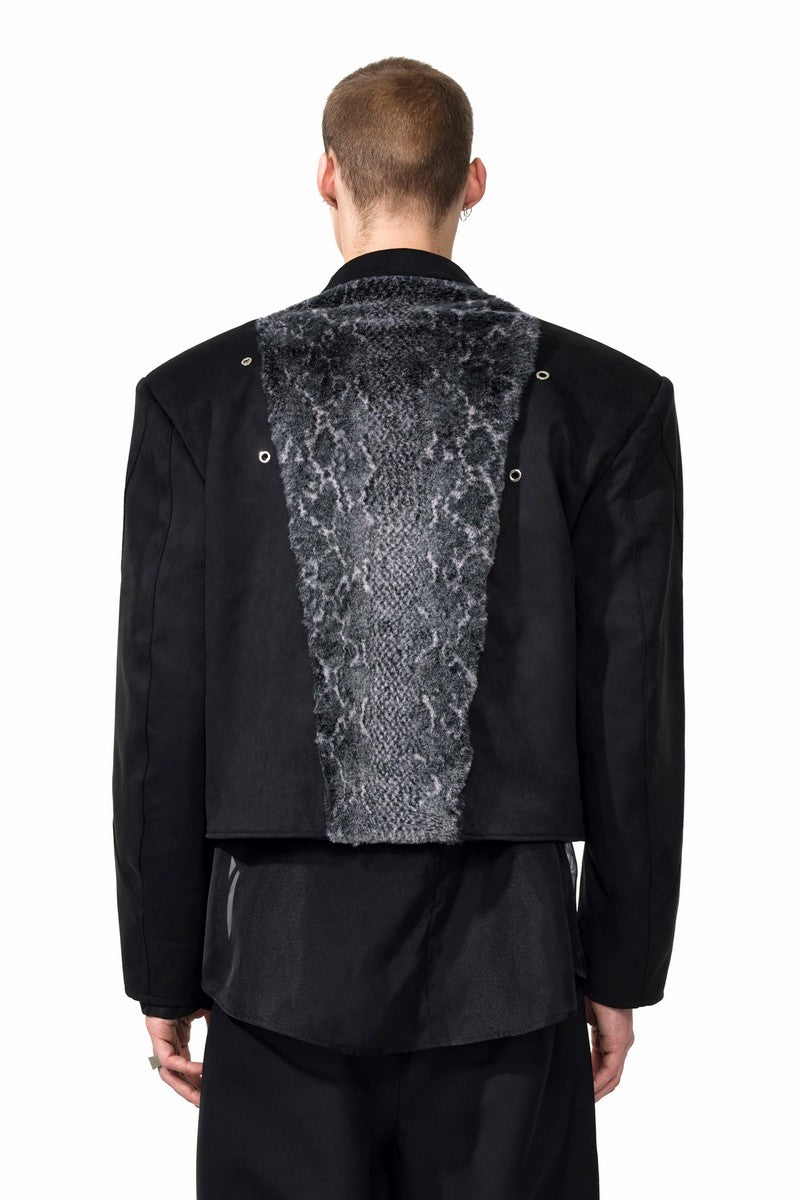 Snake Print Faux Fur Jacket