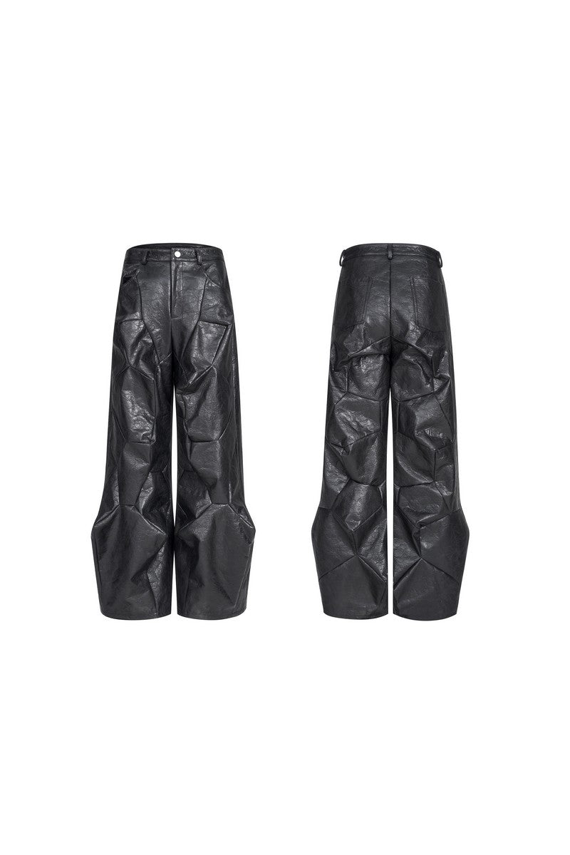 Deconstructed PU Irregular Cut Trousers