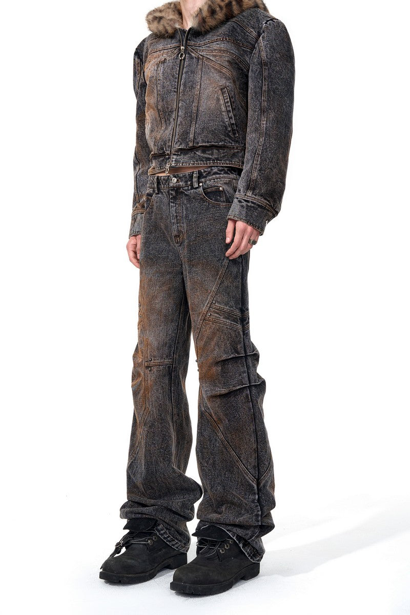 Vintage Washed Deconstructed Jeans