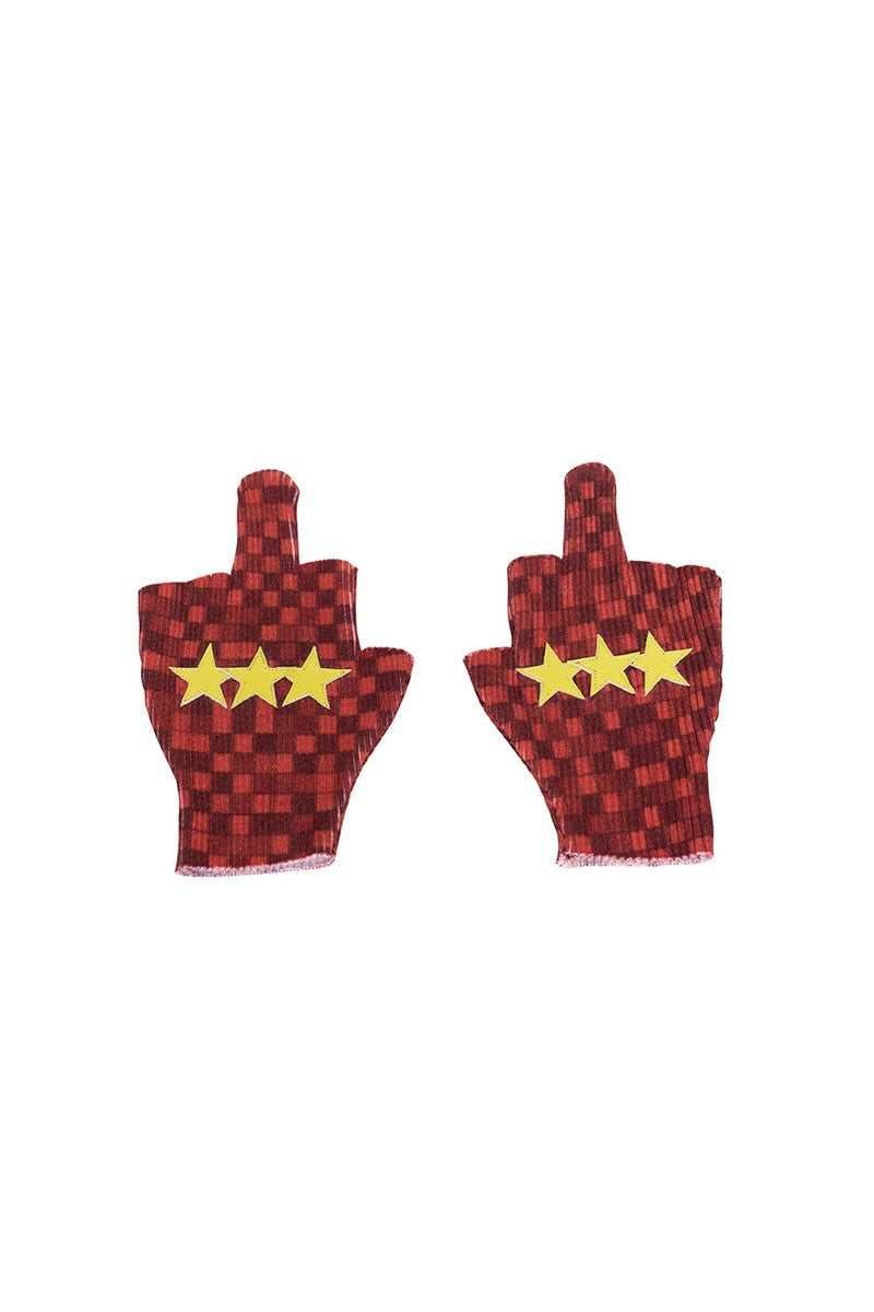 Star Checkered Fingerless Gloves