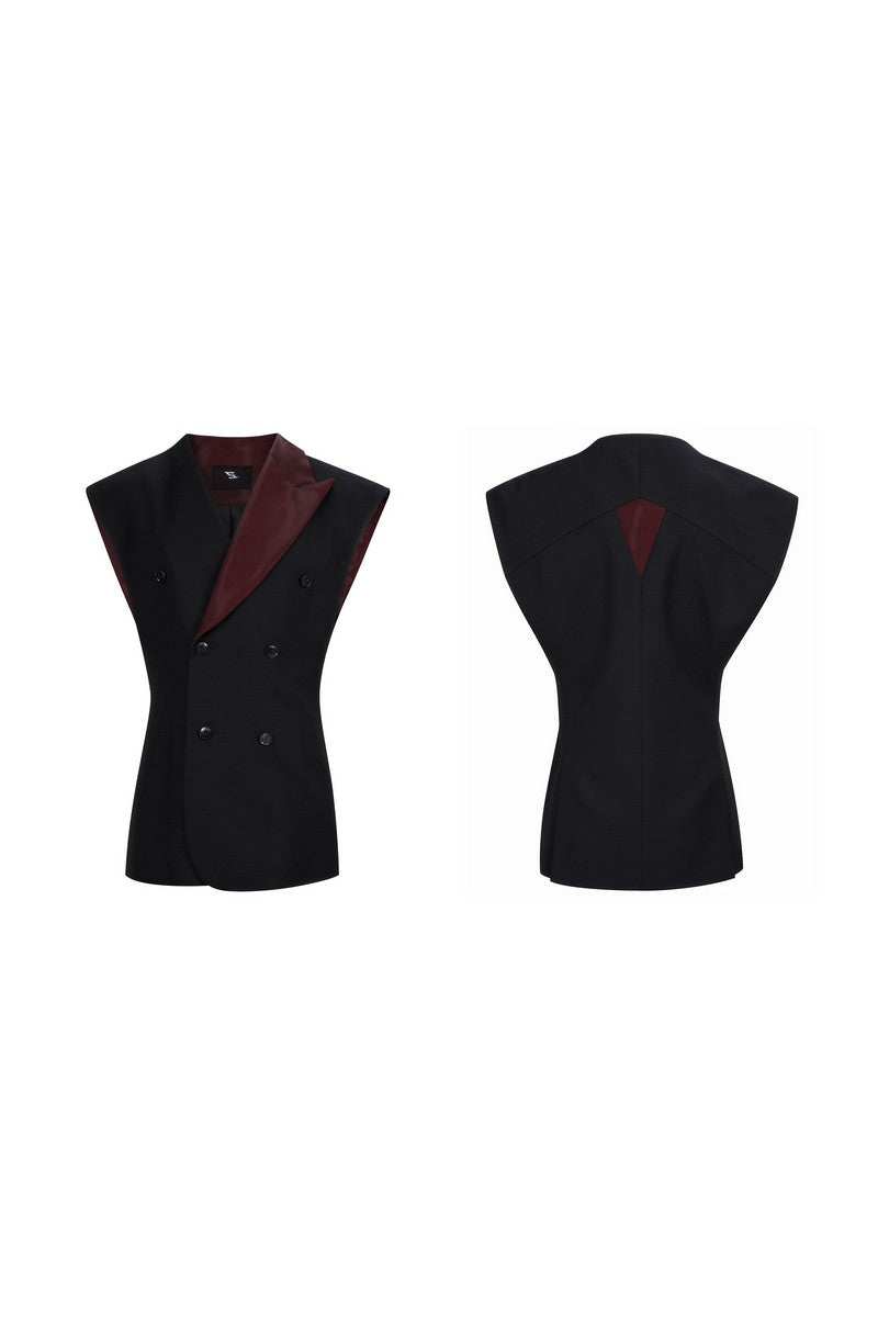 Double Breasted Fitted Suit Vest