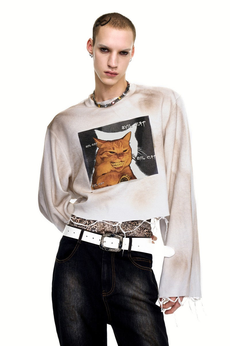 Graphic Distressed Cropped Tee