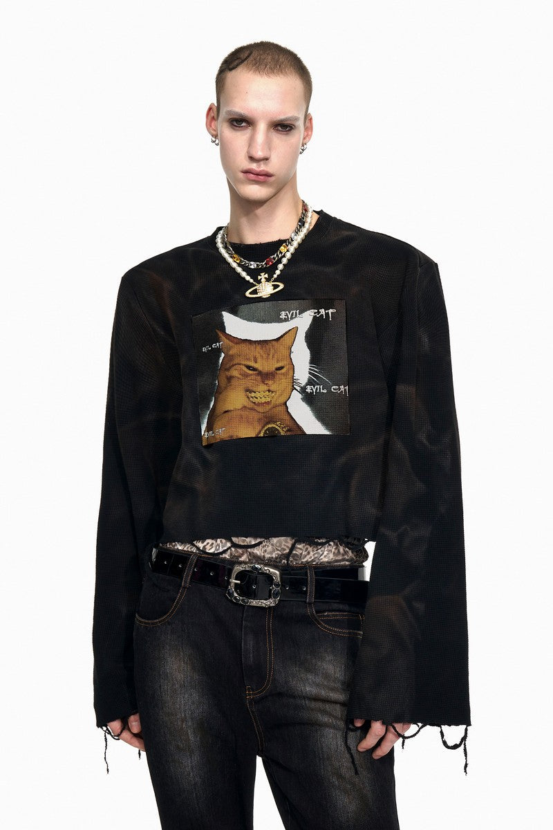 Graphic Distressed Cropped Tee