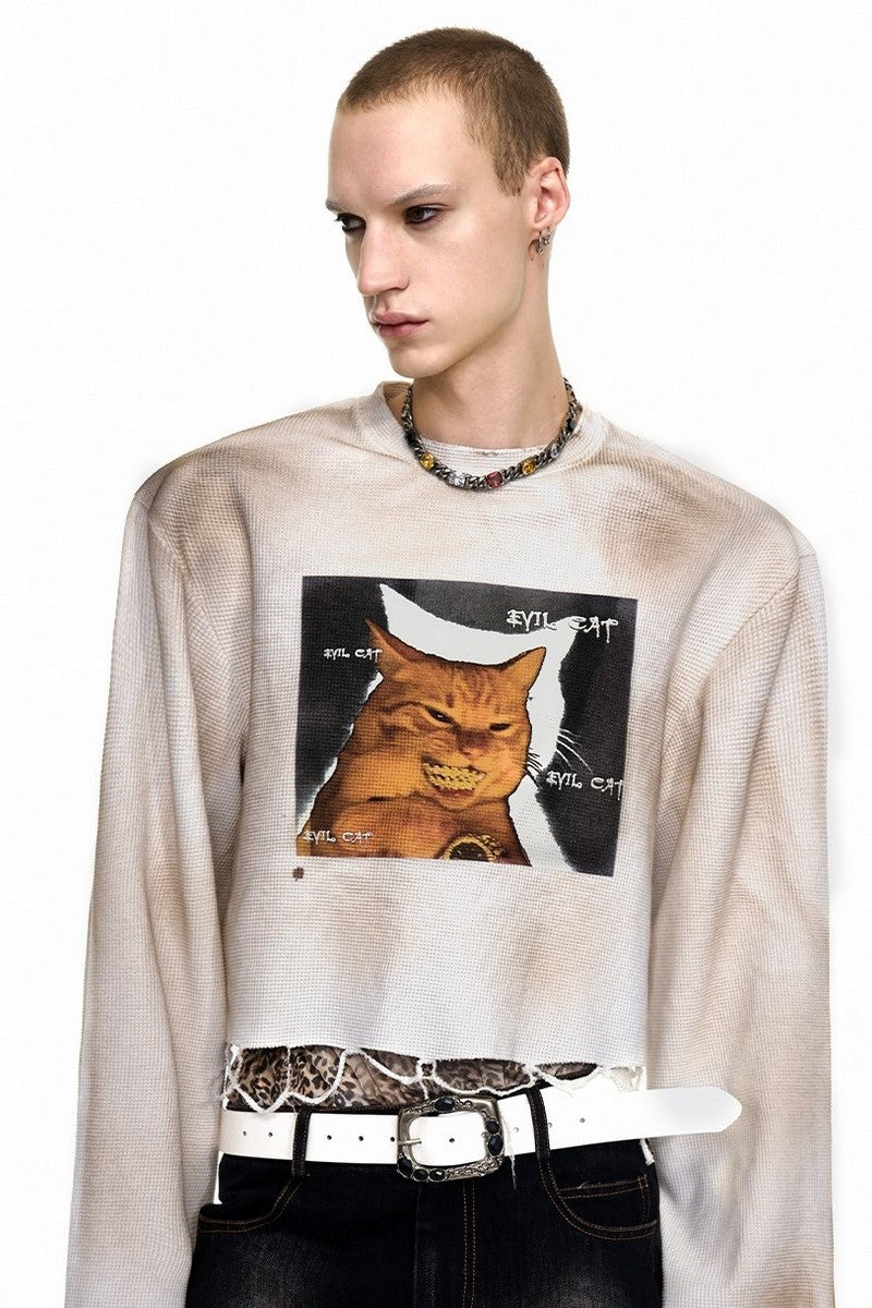 Graphic Distressed Cropped Tee