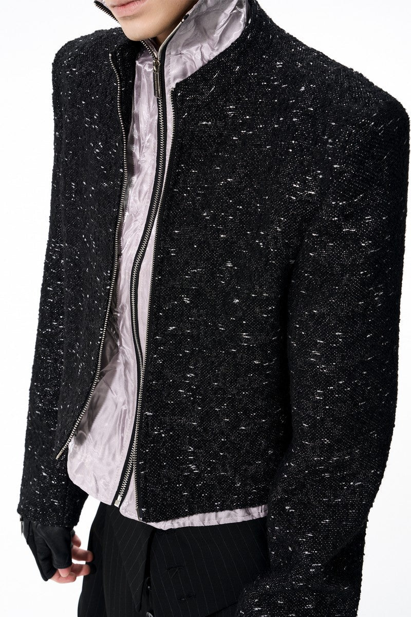 Layered Look Tweed Style Jacket