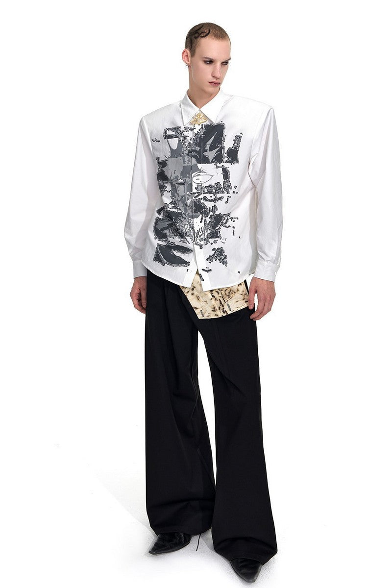 Leopard Panel Layered Look Trousers