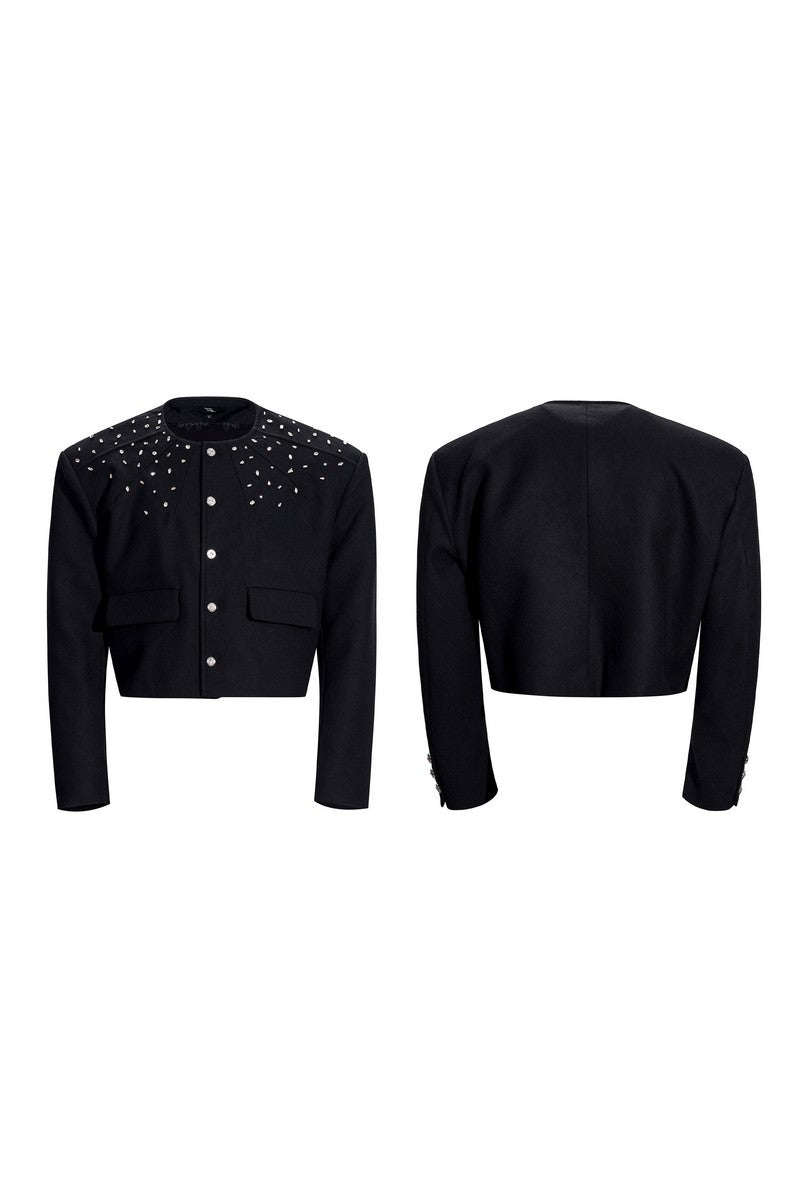 Cropped Wool Rhinestone Jacket