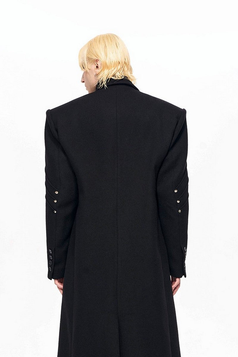 Embroidered Wool Padded Overcoat