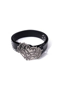 Heart Buckle Studded Leather Belt