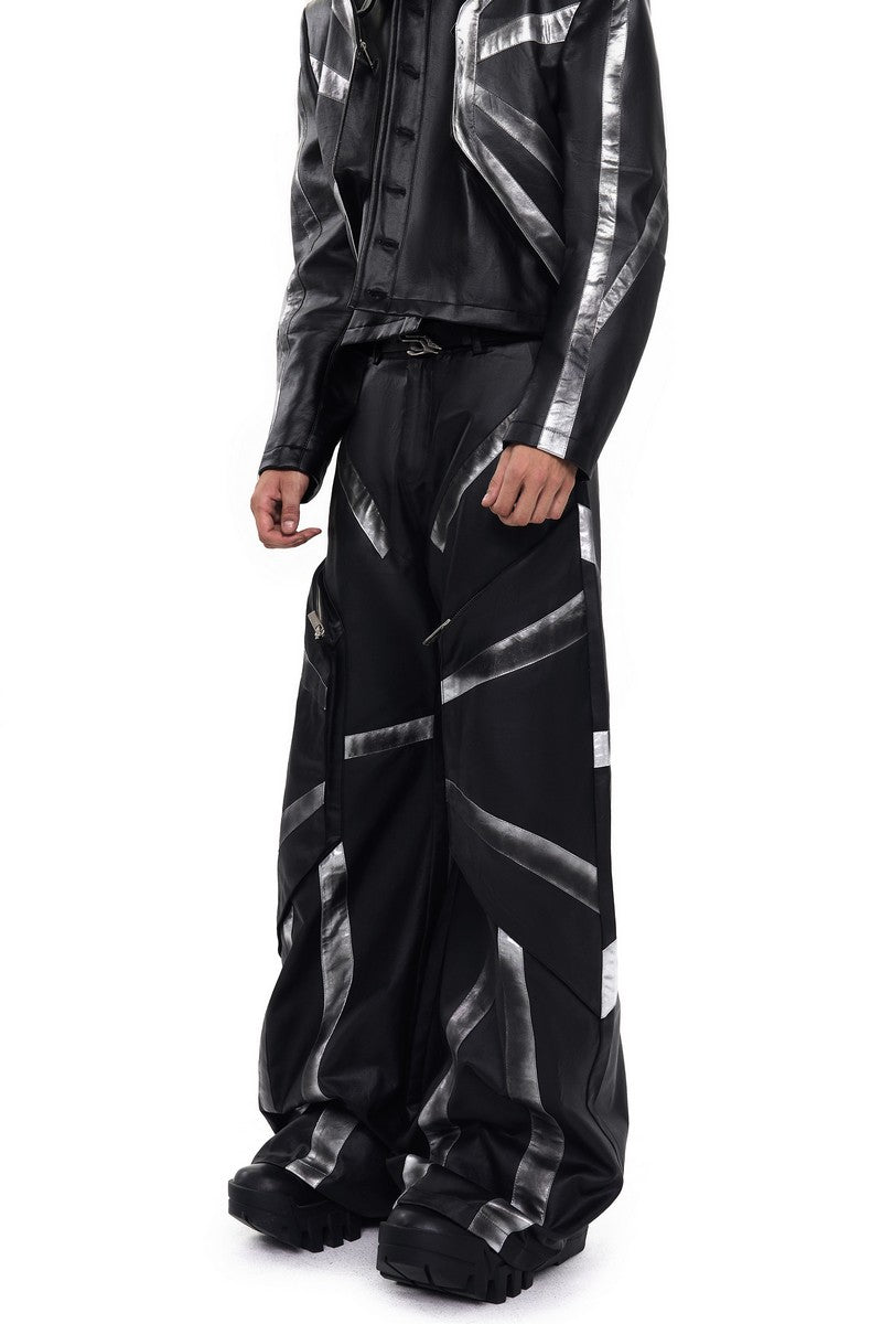 Distressed Straight Leg Faux Leather Pants