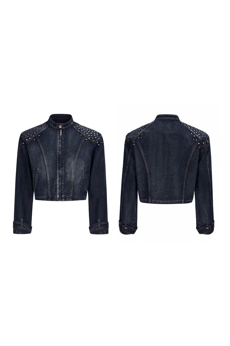 Studded Washed Denim Jacket