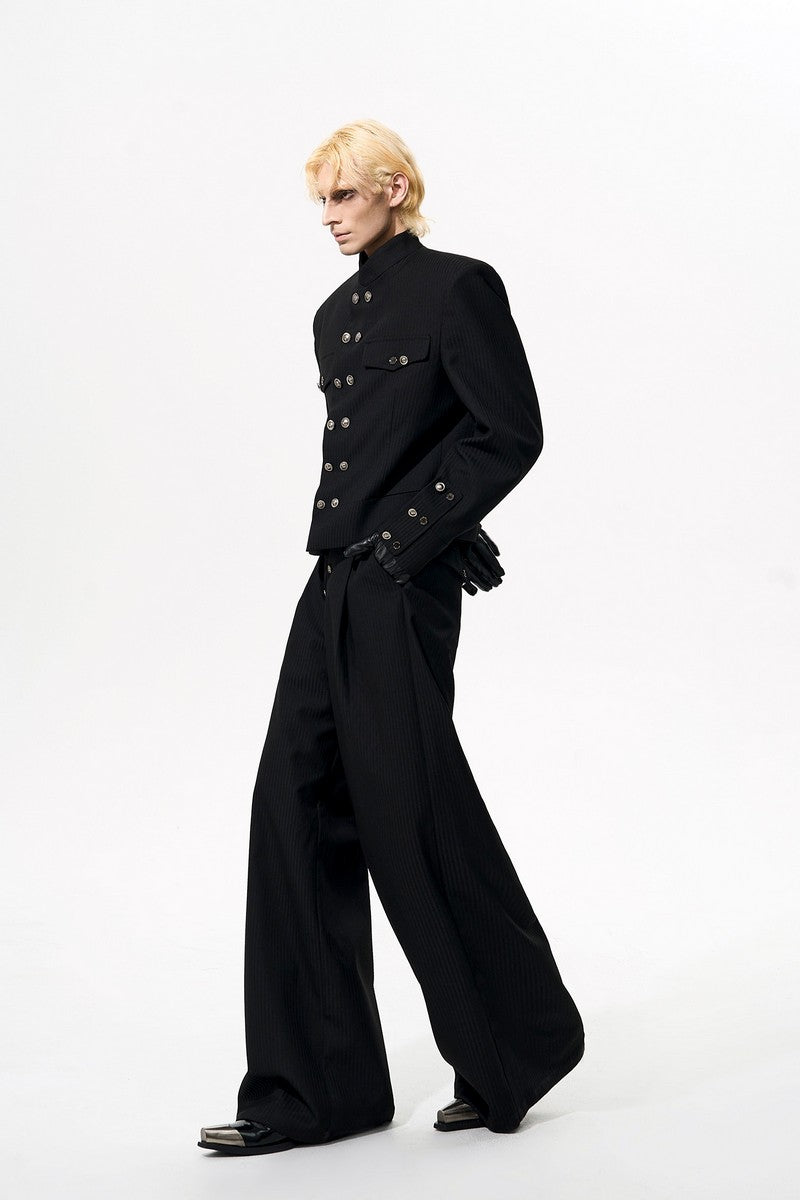 Pinstripe Double Breasted Suit Jacket