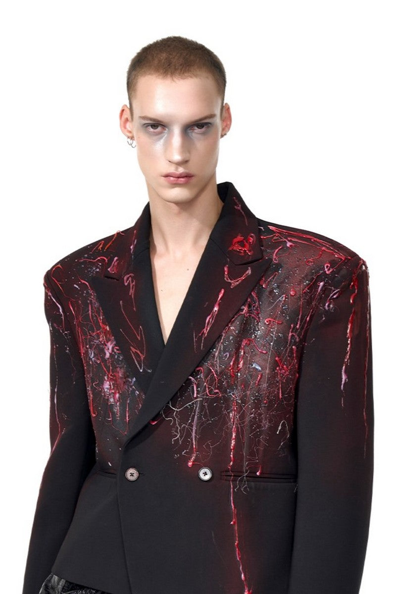 Drip Wax Irregular Hem Blazer