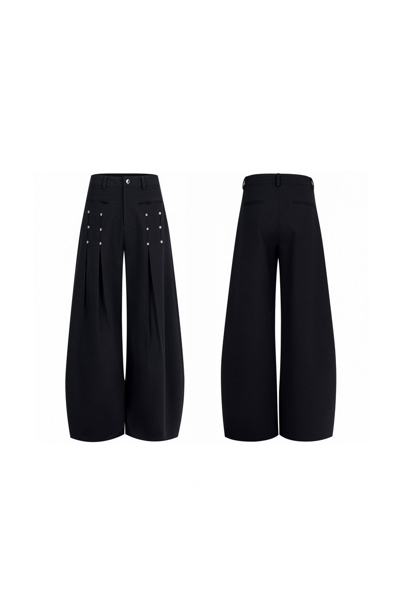 Draped Wide Leg Trousers