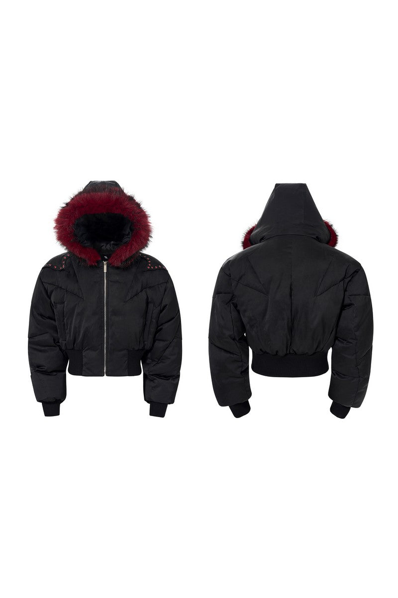 Deconstructed Down Fur Collar Puffer