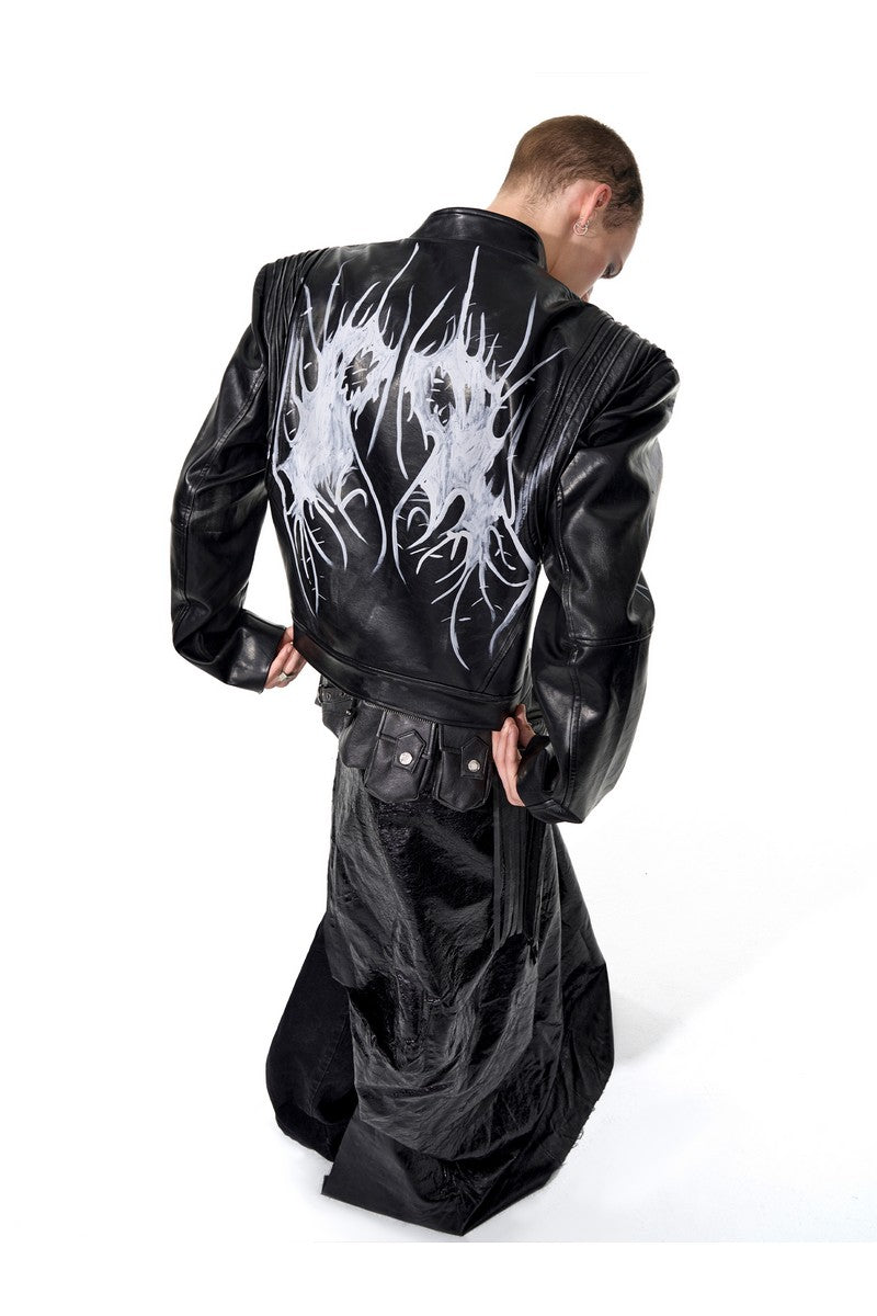 Handpainted Back Swirl Leather Jacket