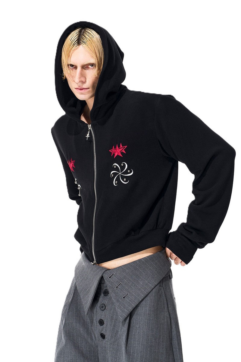 Embroidered Thermal Knit Cardigan