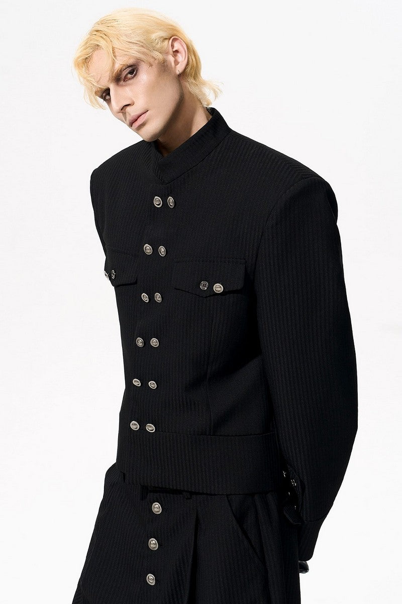 Pinstripe Double Breasted Suit Jacket