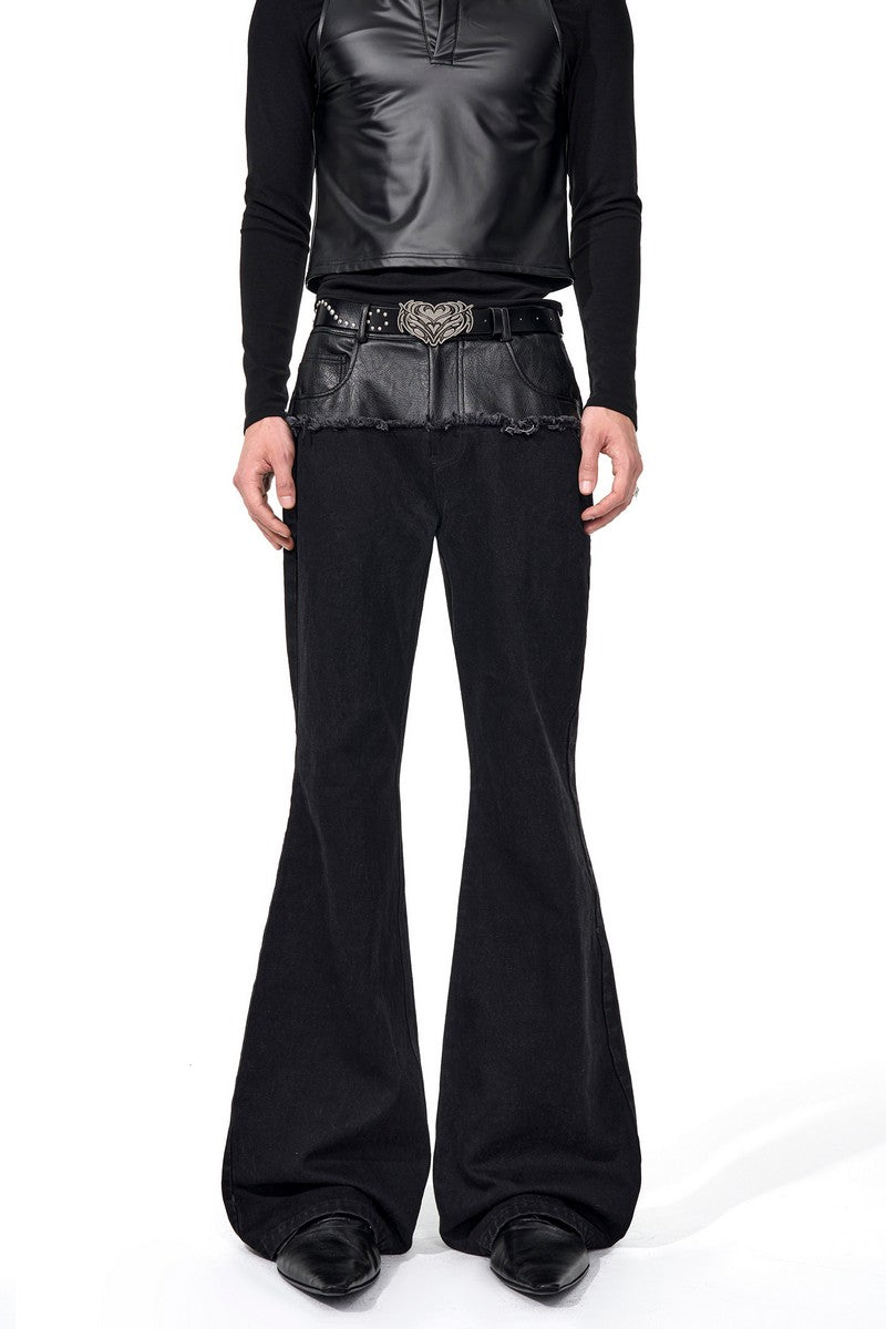 Black Flared Patchwork Jeans