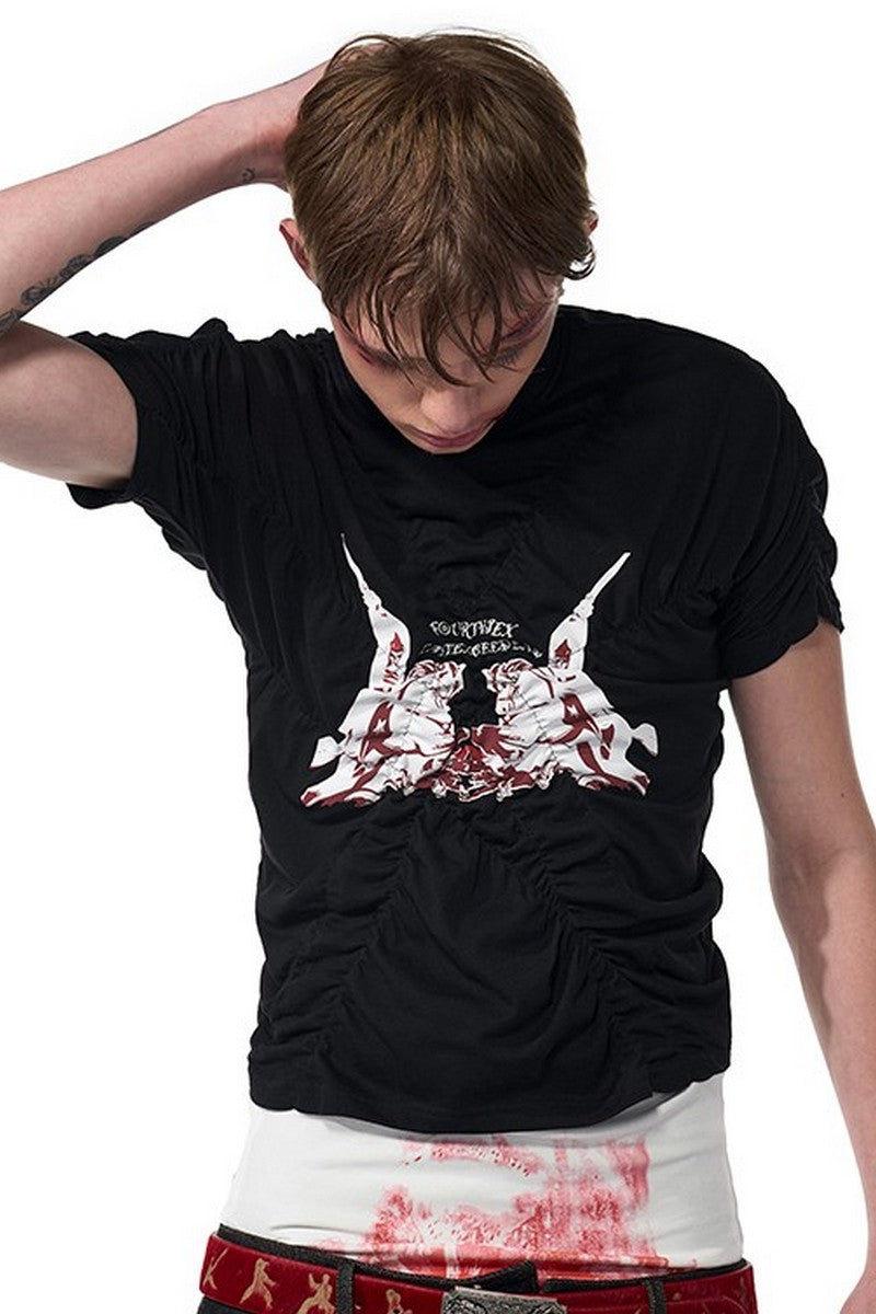 Ruched Graphic Fitted Tee