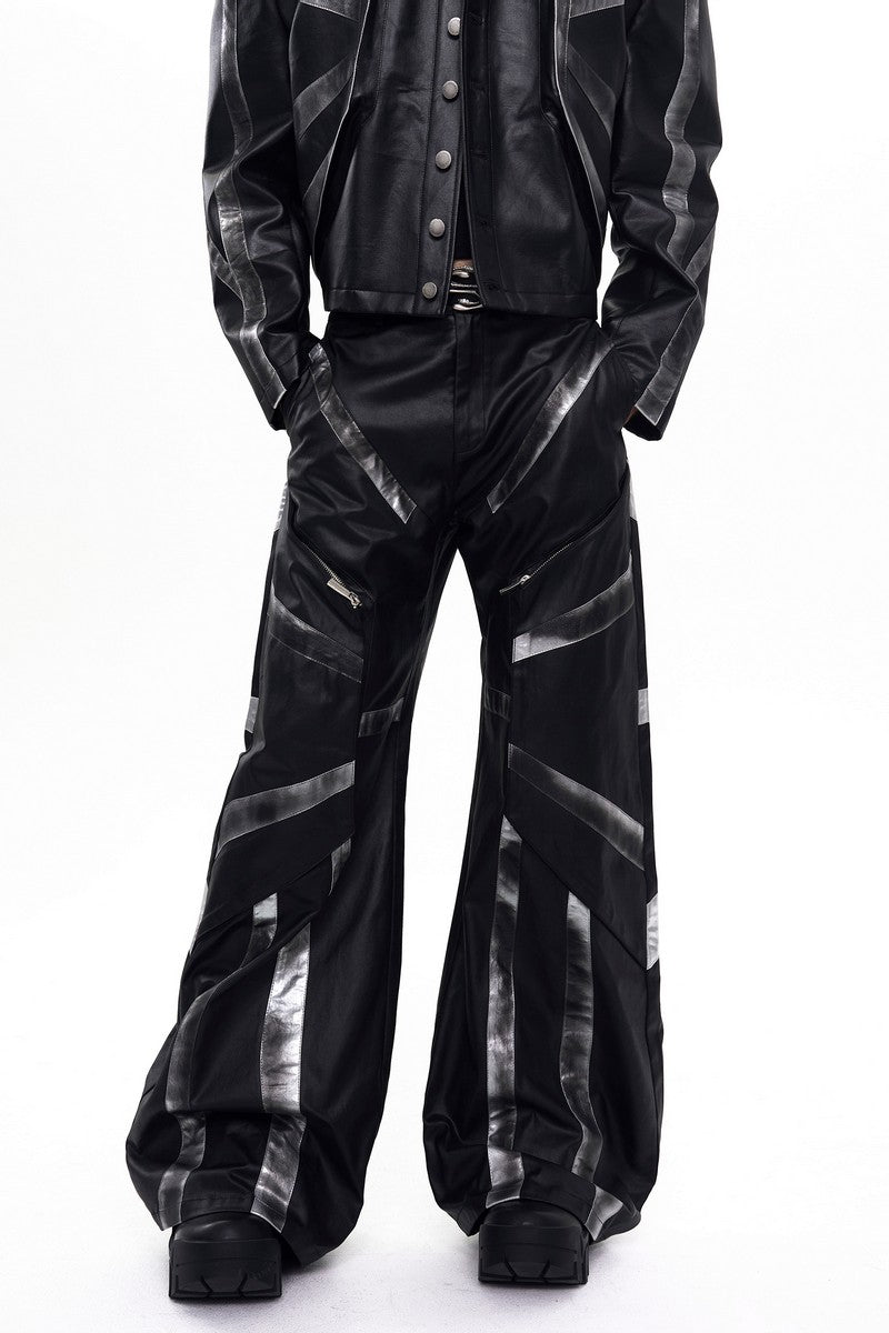 Distressed Straight Leg Faux Leather Pants