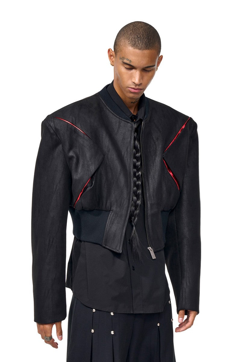 Cropped Suede Deconstructed Jacket