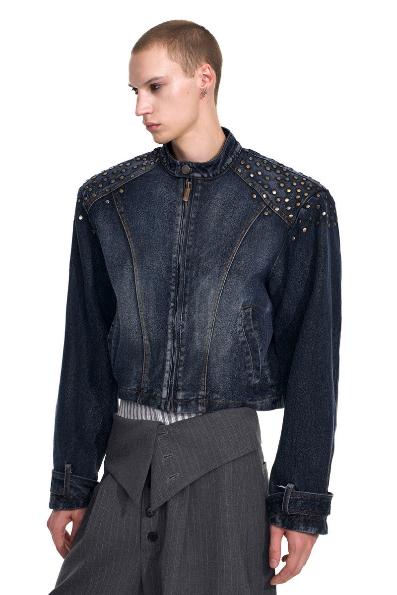 Studded Washed Denim Jacket