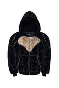 Colorblock Heart Faux Mink Hoodie