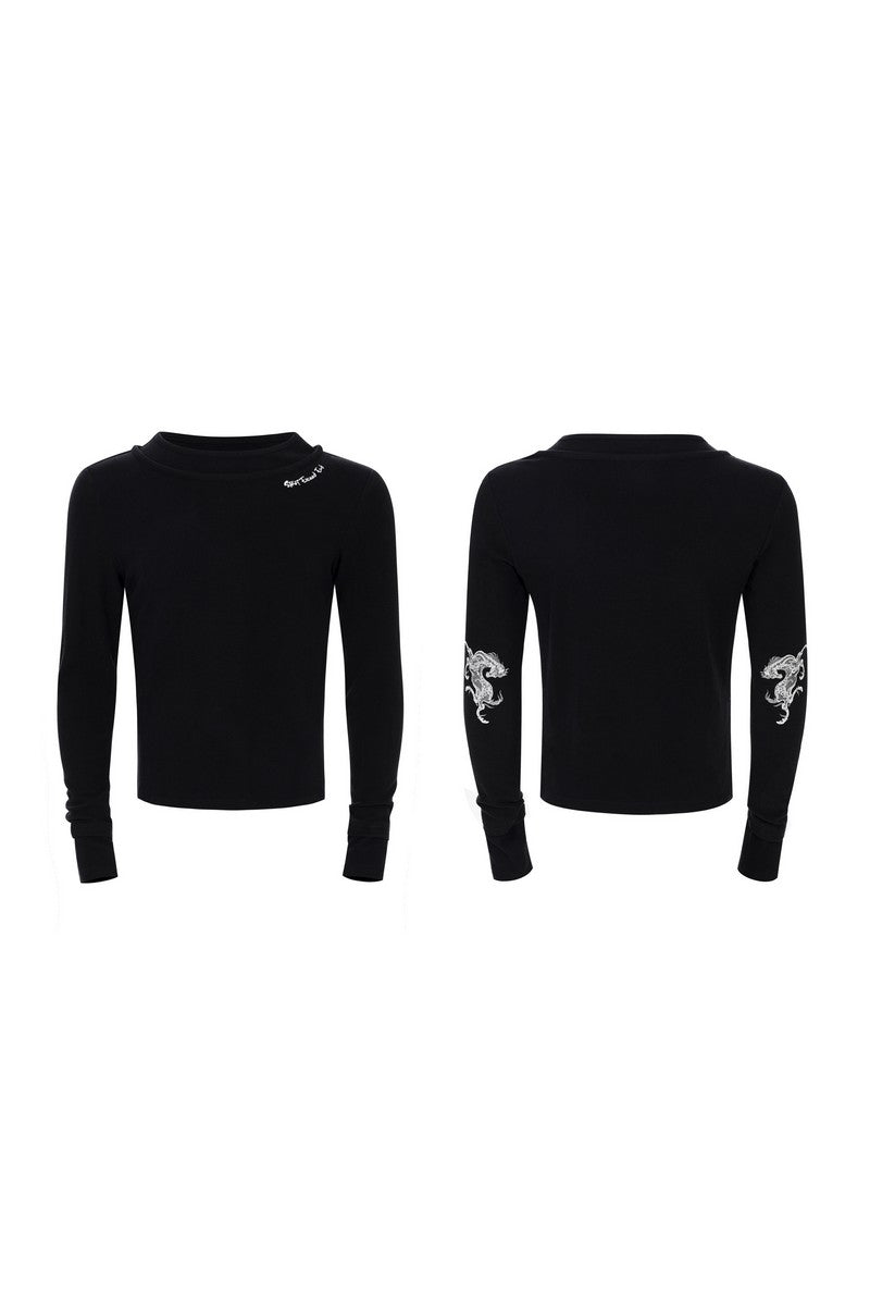 Layered Collar Embroidered Logo Tee