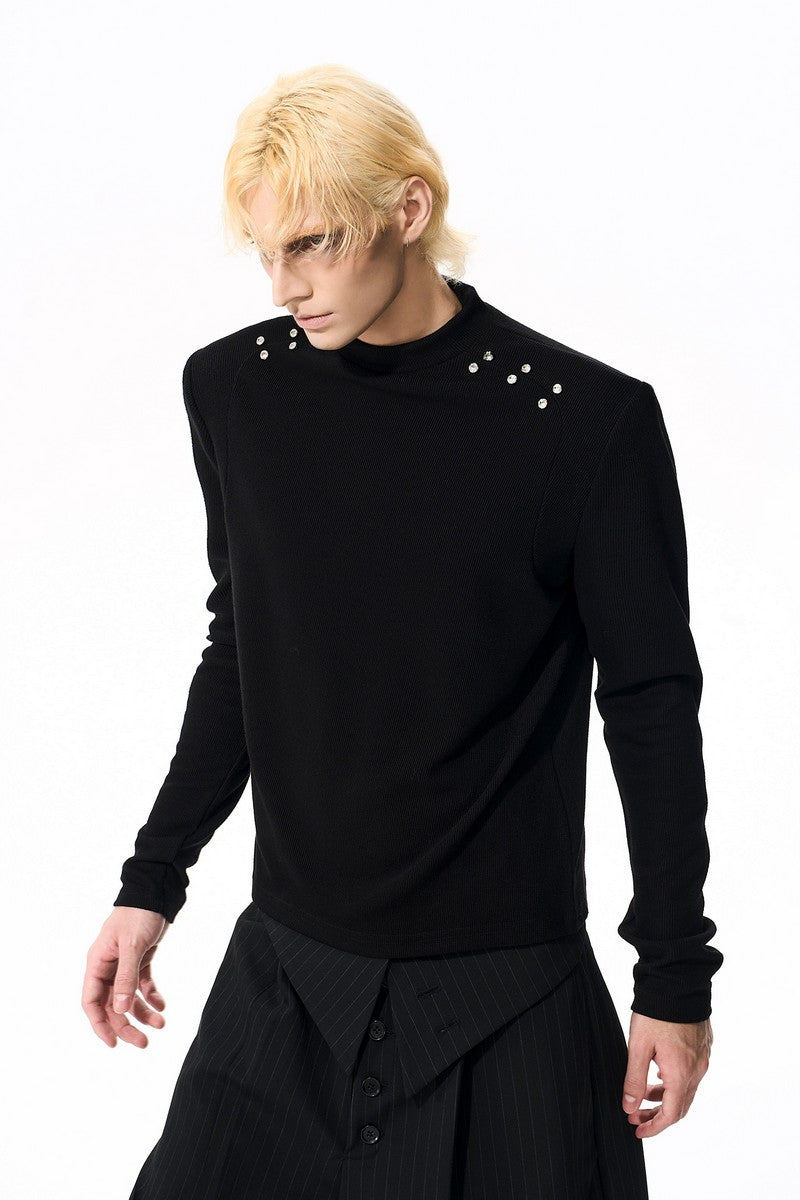Padded Mock Neck Long Sleeve Tee