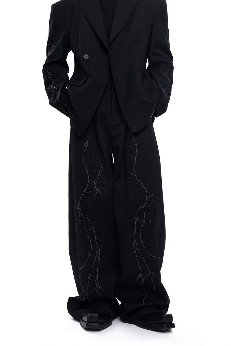 Embroidered Thorn Drape Suit Pants