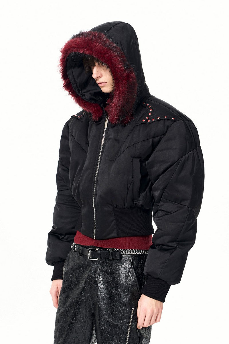 Deconstructed Down Fur Collar Puffer