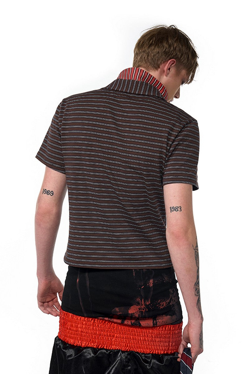 Striped Zip Layered Polo Tee