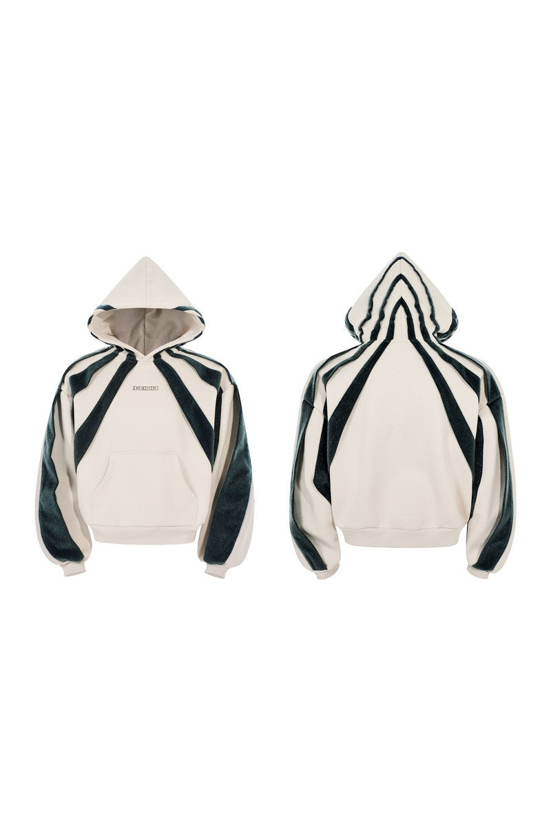 Faux Pony Hair Patchwork Hoodie