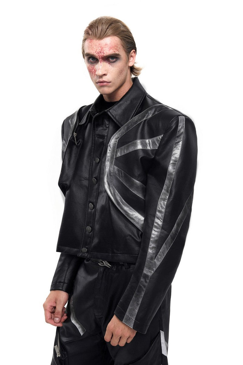 Distressed Cropped Moto Jacket