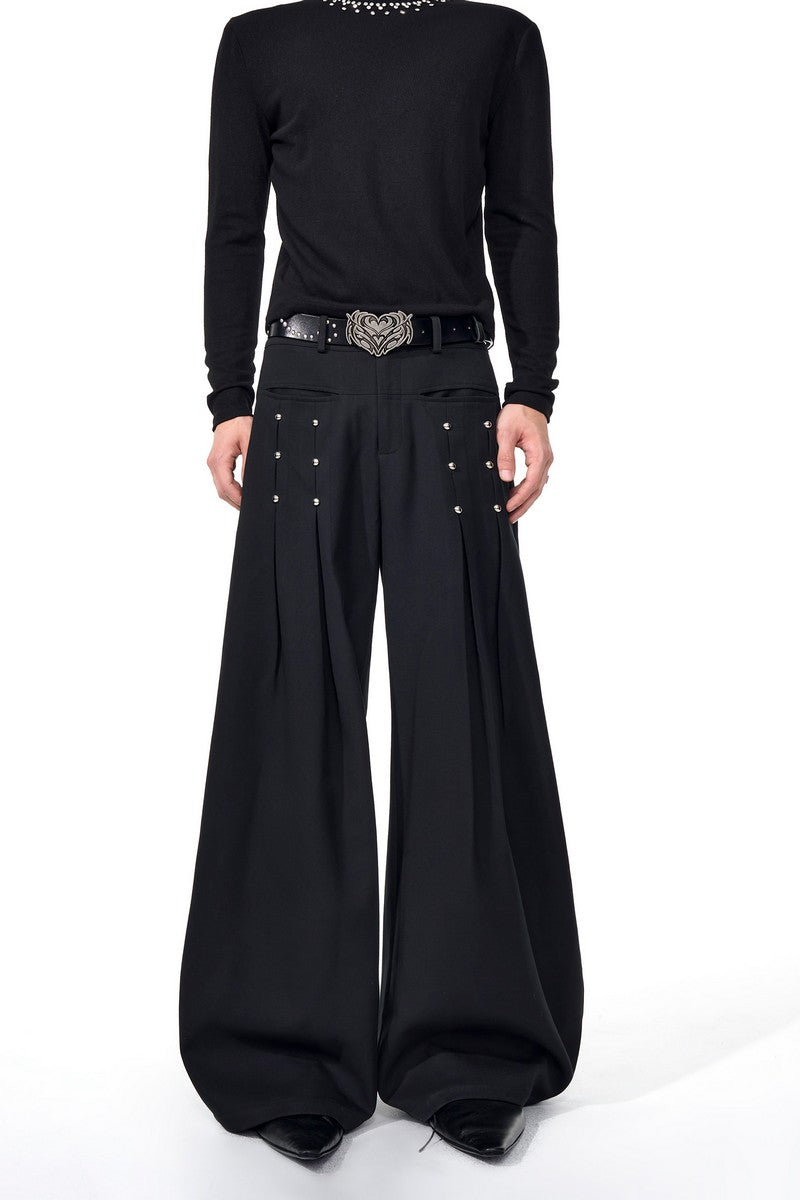 Draped Wide Leg Trousers