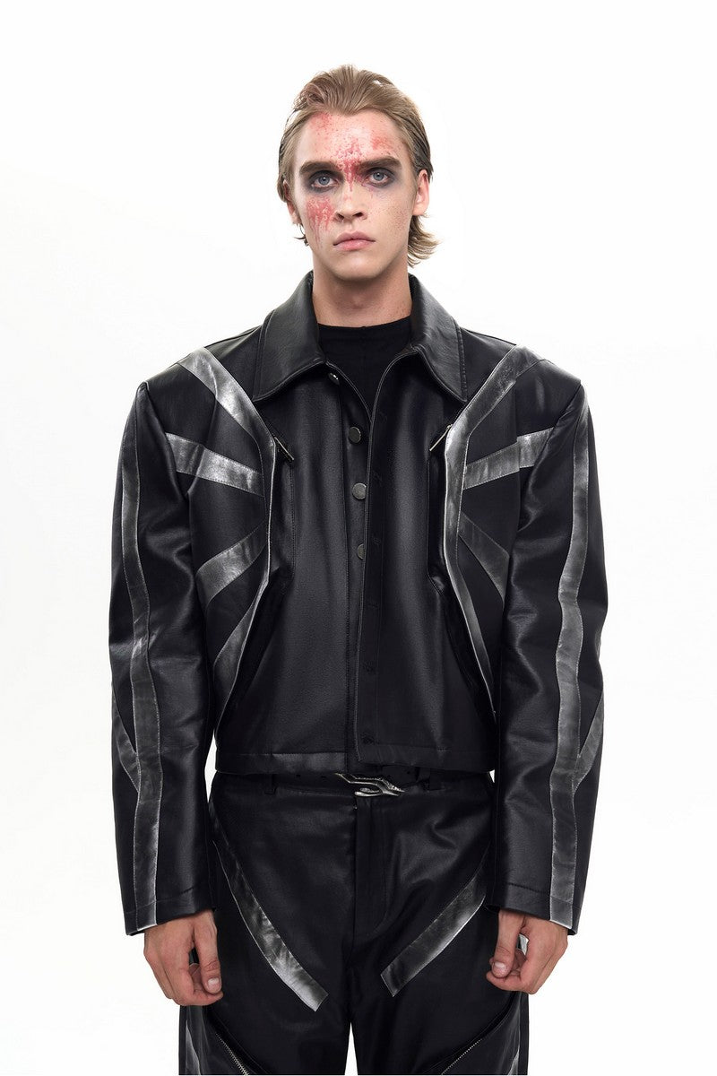 Distressed Cropped Moto Jacket