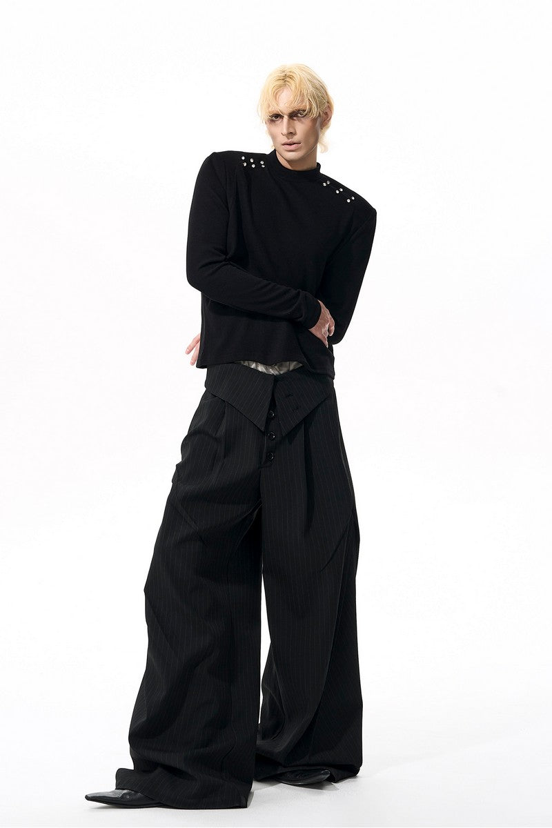 Padded Mock Neck Long Sleeve Tee