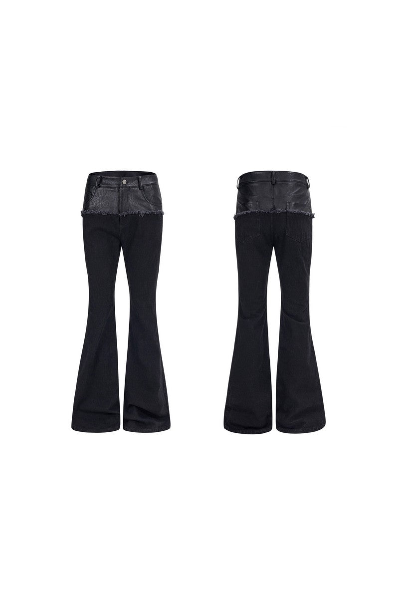 Black Flared Patchwork Jeans