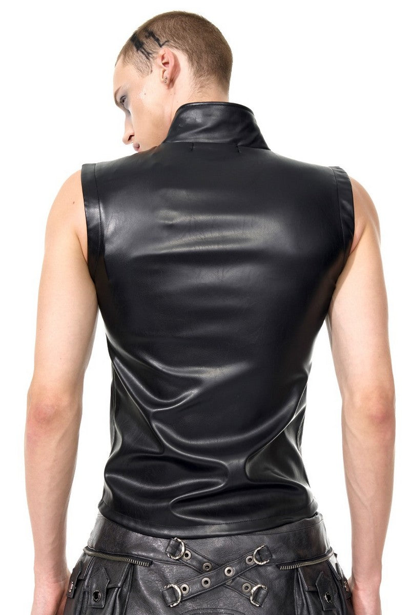 Fitted PU Biker Vest