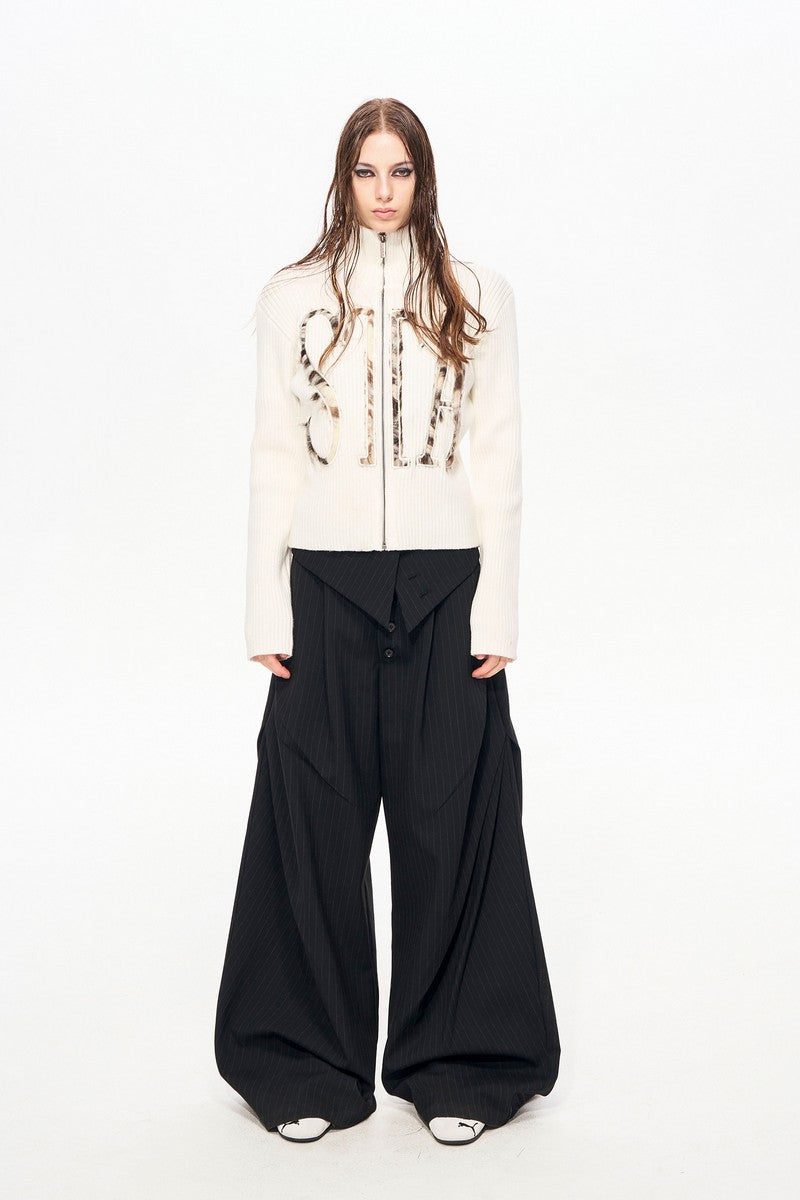 Faux Fur Zip Knit Cardigan