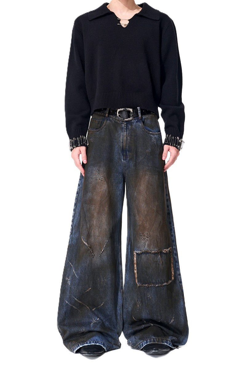 Distressed Dirty Wash Jeans