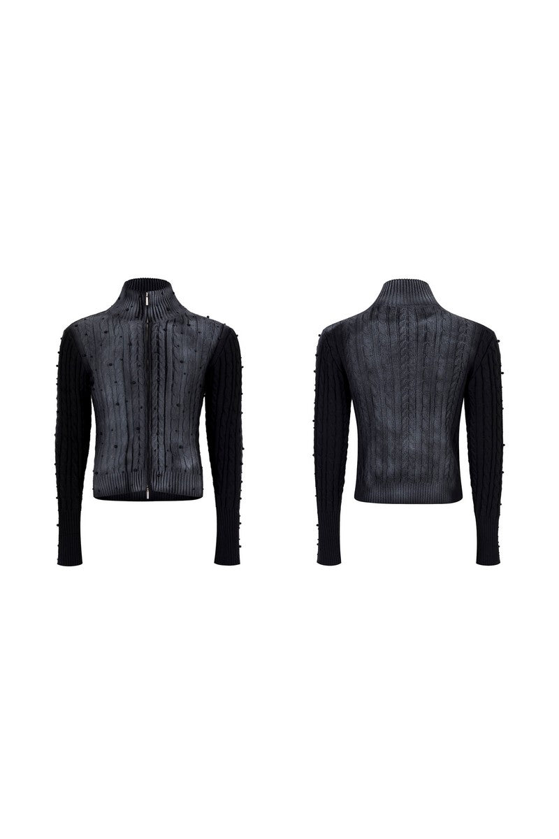 Fitted Gradient Cable Knit Cardigan