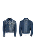 Studded Distressed Denim Jacket